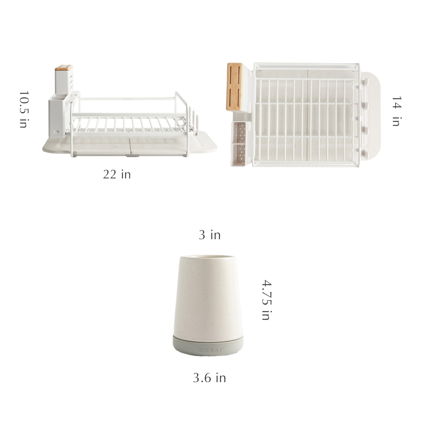 dimensions of dish rack and brush holder