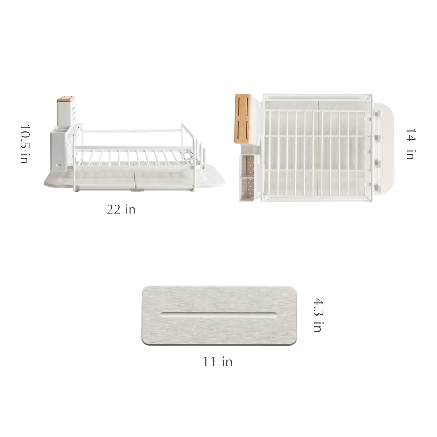 dimensions of dish drying rack and sink caddy 