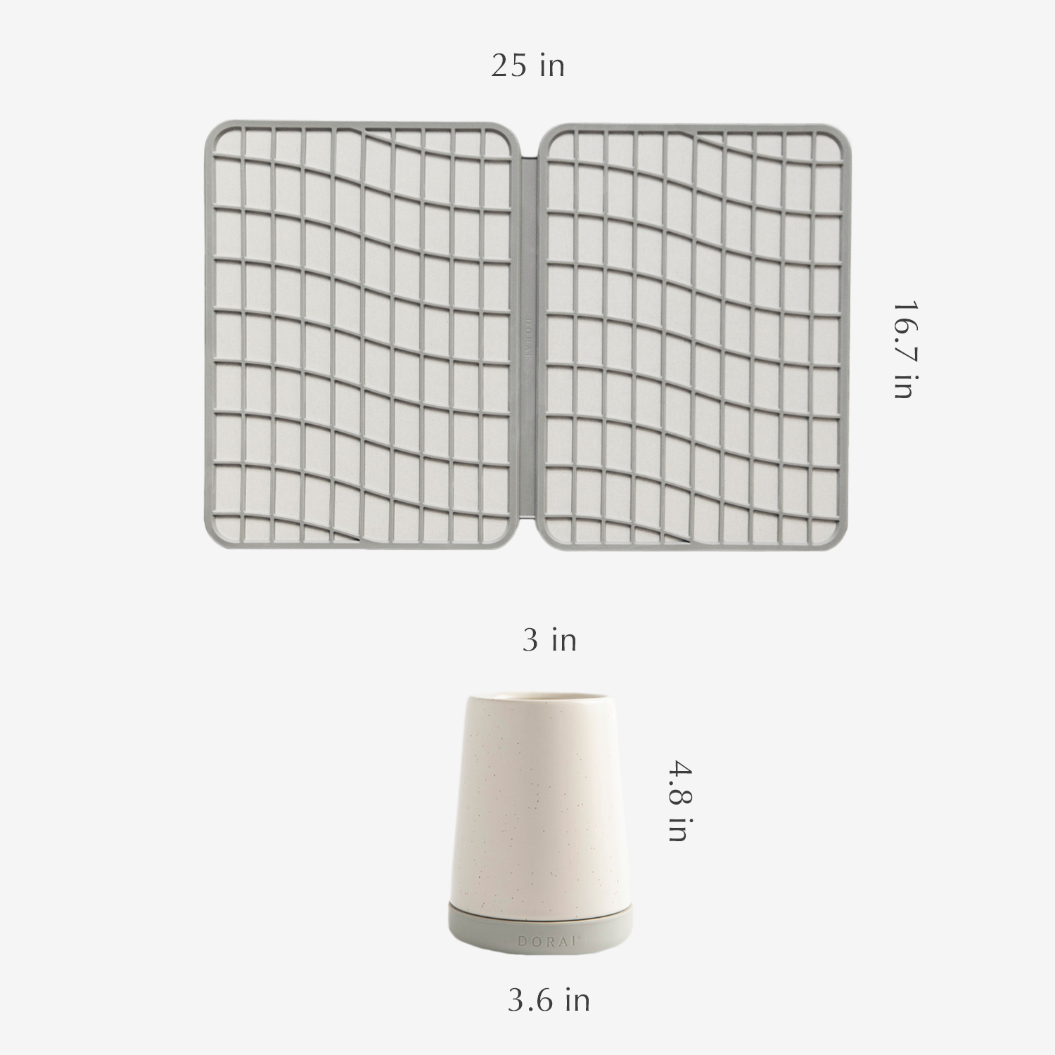 off white dish pad and brush holder with grey details