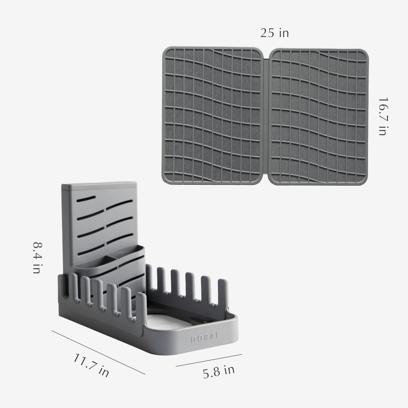 dimensions of slate dish pad and dish rack