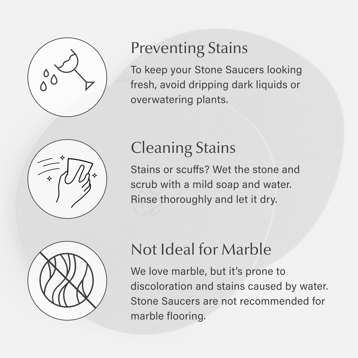 Stone Plant Saucer - 2 Large