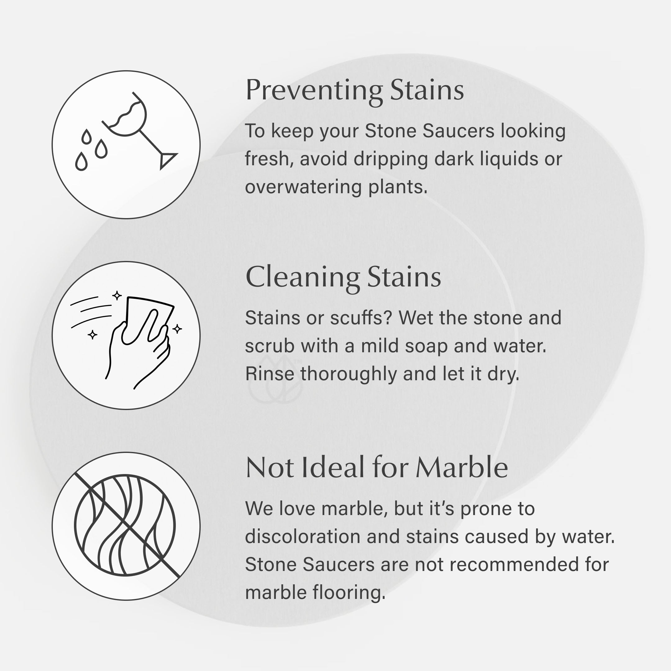 Stone Plant Saucer - 2 Large