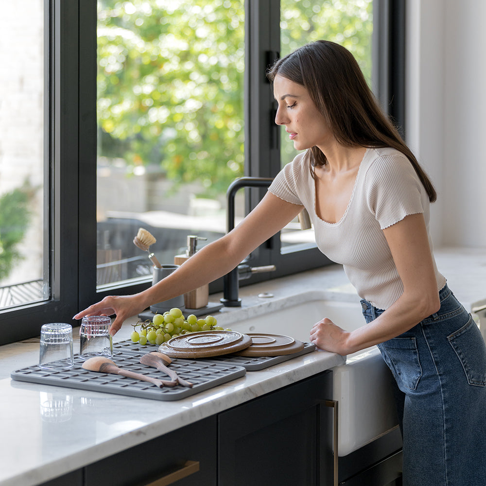 Large Dish Pad + Stone Sink Caddy Bundle