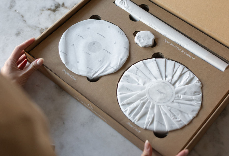 paper towel holder with sustainable recyclable packaging