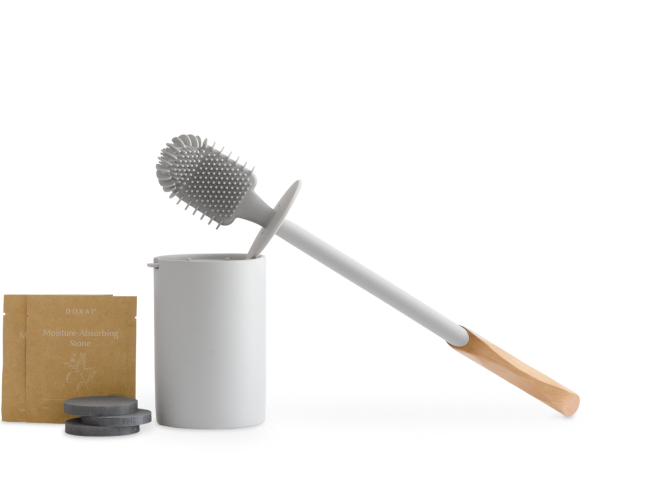 Toilet Brush Holder with Stones