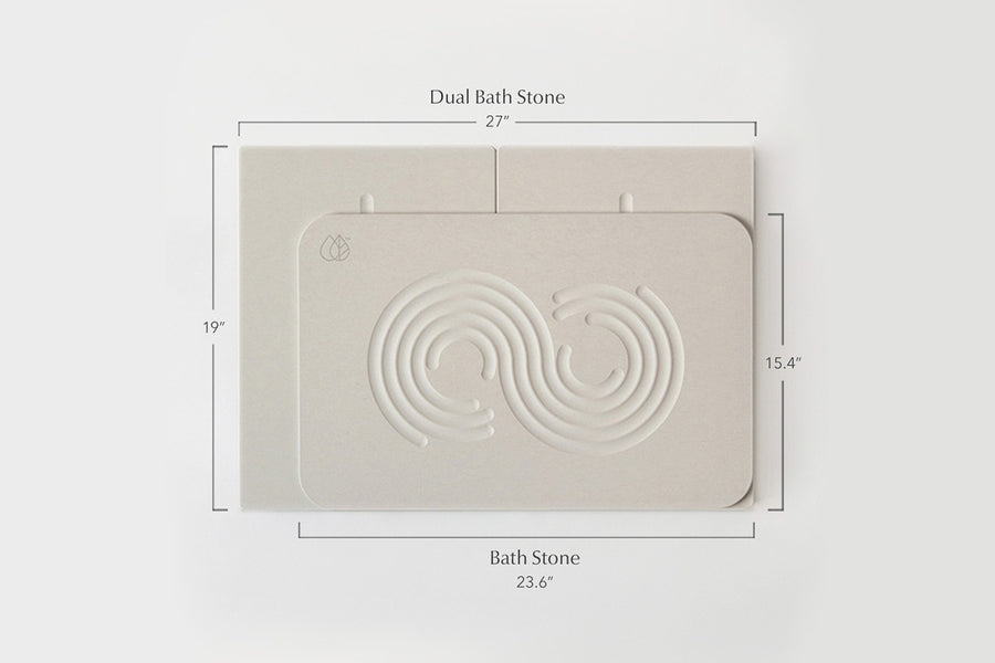 Dorai dual Bath Stone product image and dimensions.