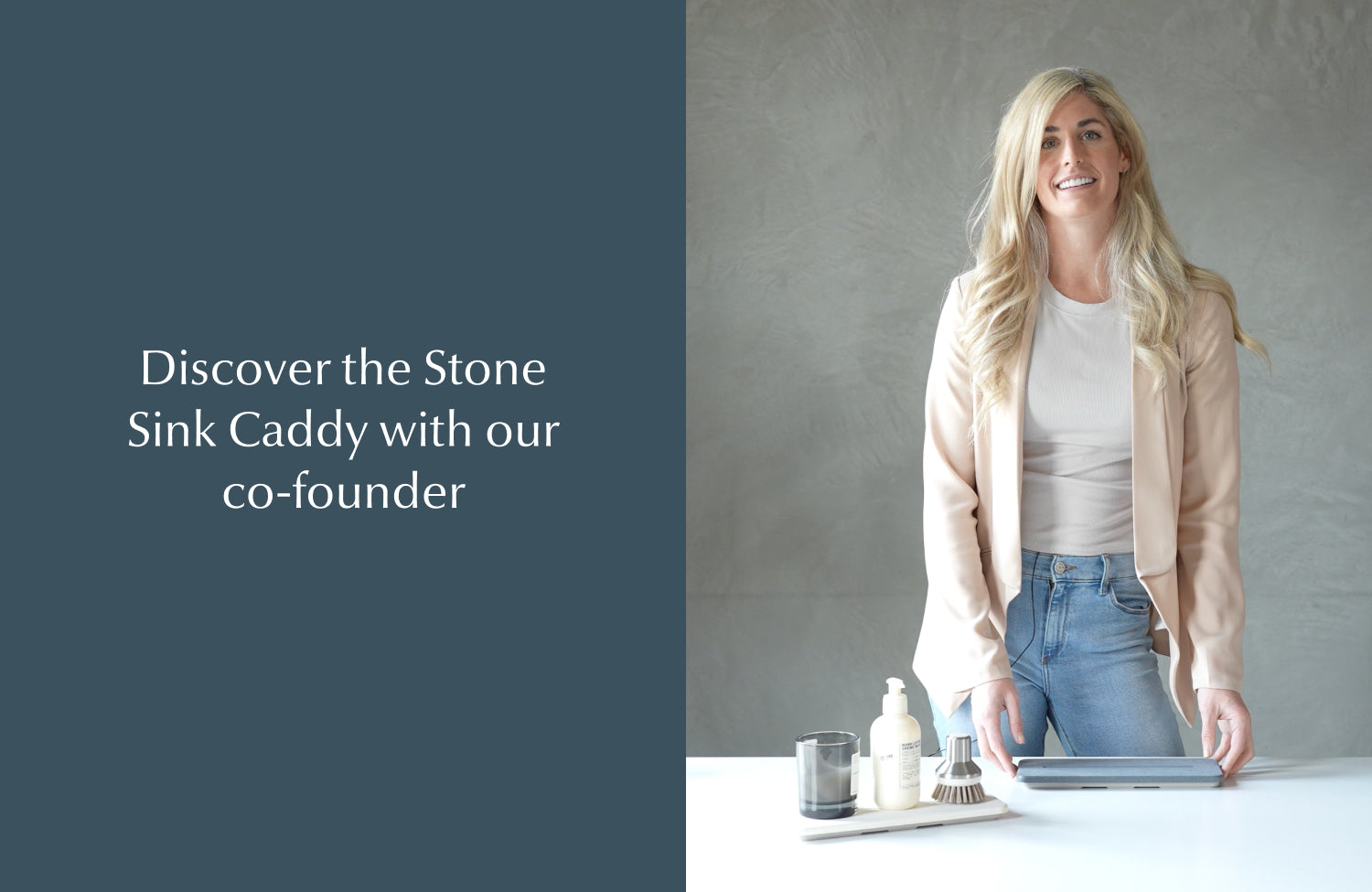 founder talking about stone sink caddy