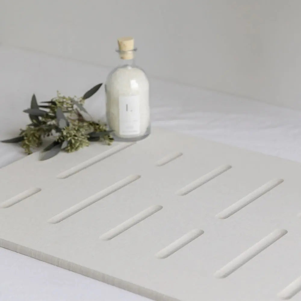 Sandstone Bath Stone Mat Rain with leaf and bottle