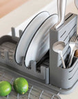 slate dish pad and rack bundle with dishes, limes and utensilsi