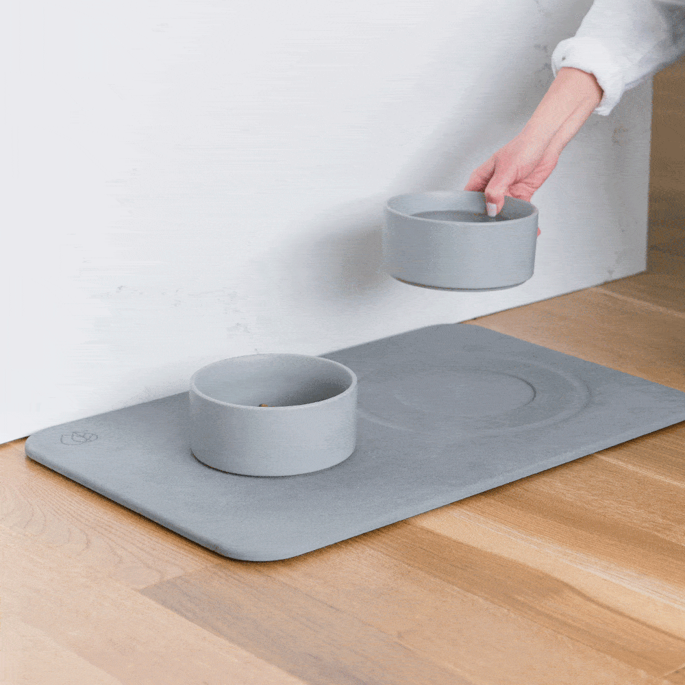 Placing water bowl onto Dog Bowl mat