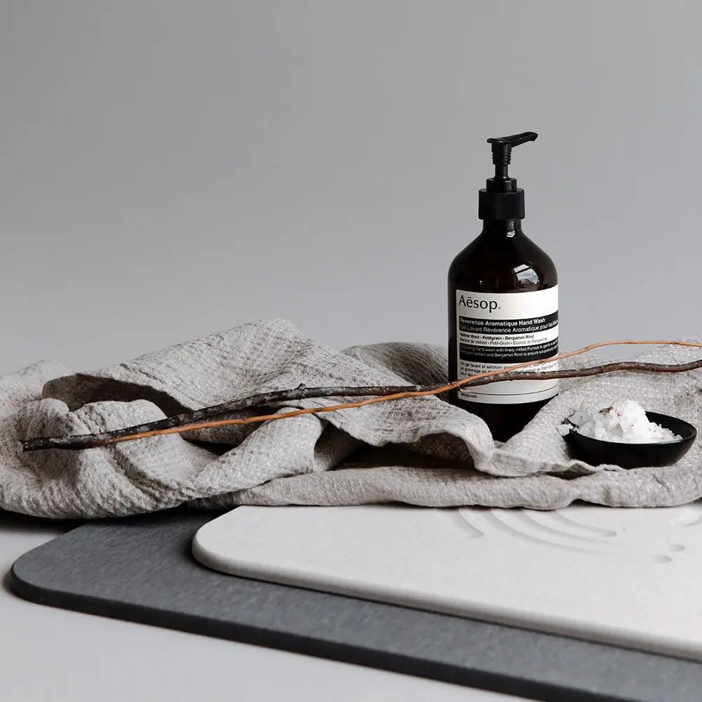 Slate and Sandstone Bath Stone™ with bath accessories